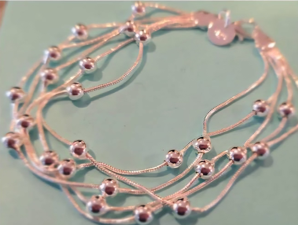 Sterling Silver Multi-Strand Beaded Bracelet