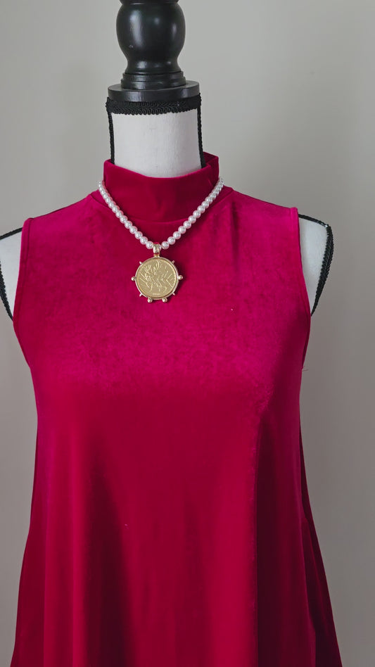 Pearl Strand Vintage Mexican Peso Medallion Necklace | Gold Coin Pendant | Timeless Classic | Coastal Elegance by LaRhonda’s Little Luxuries