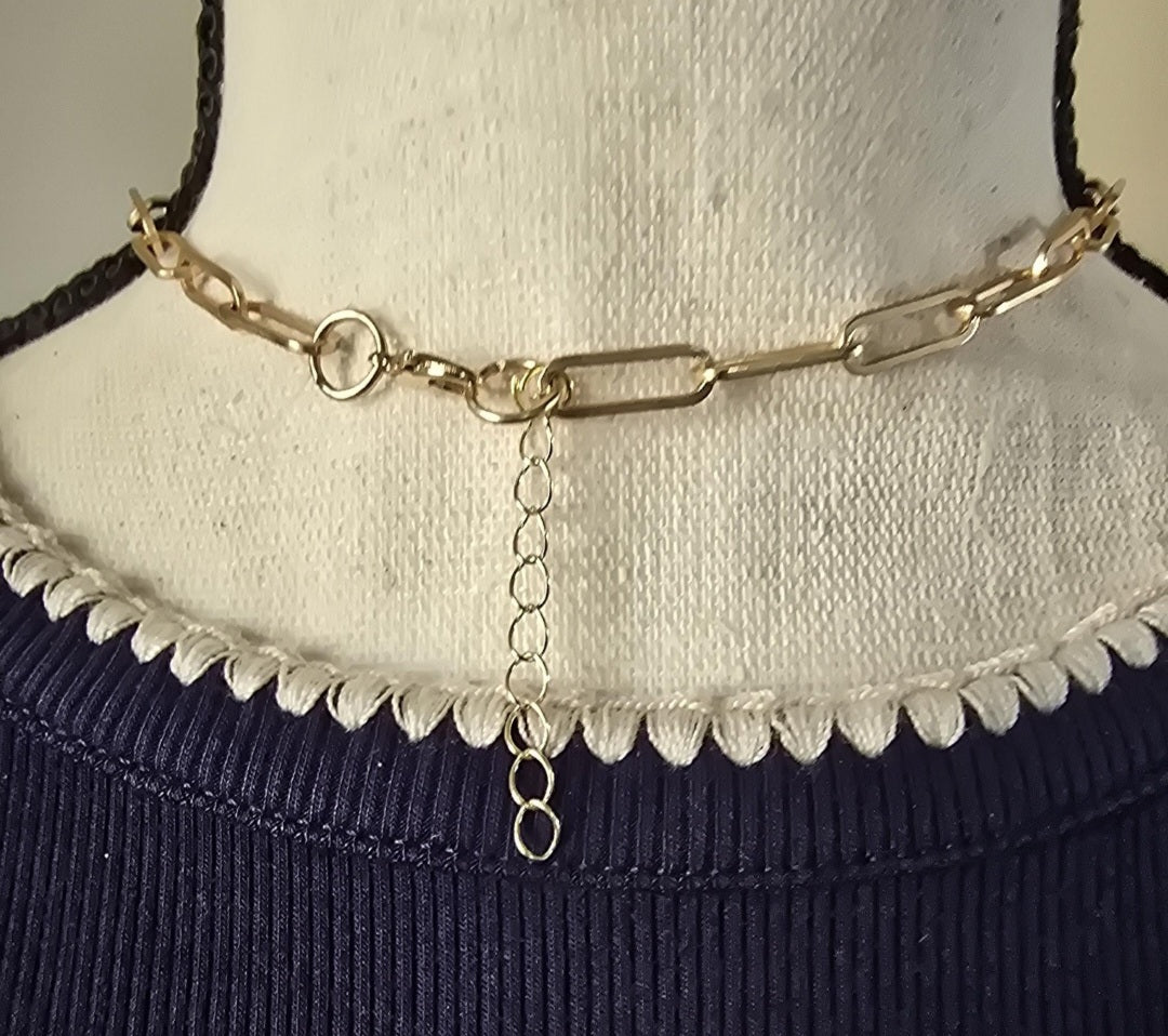 Vintage-Inspired French Coin Pendant Necklace | Gold Paperclip Chain
